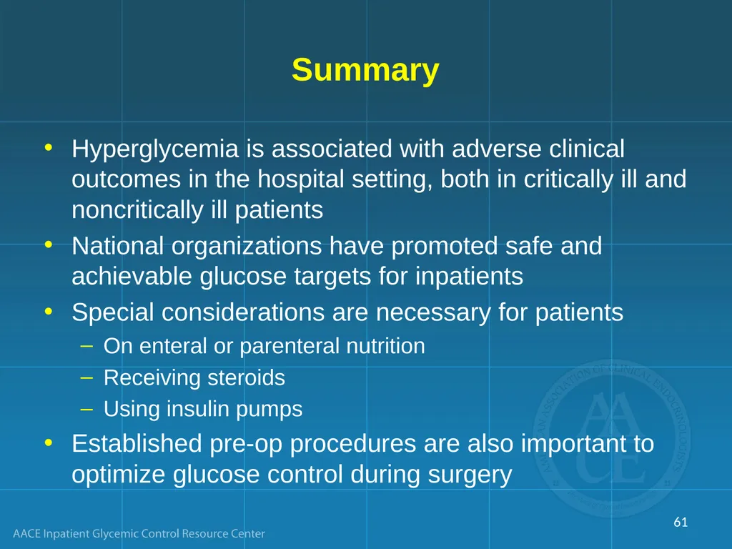 Management of Inpatient Hyperglycemia in Special - slide 61 of 61