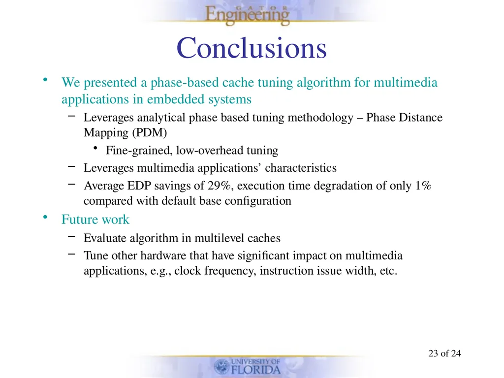 Energy-efficient Phase-based Cache Tuning of - slide 23 of 24