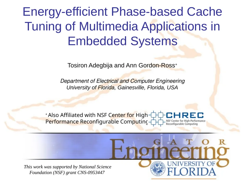 Energy-efficient Phase-based Cache Tuning of - slide 1 of 24