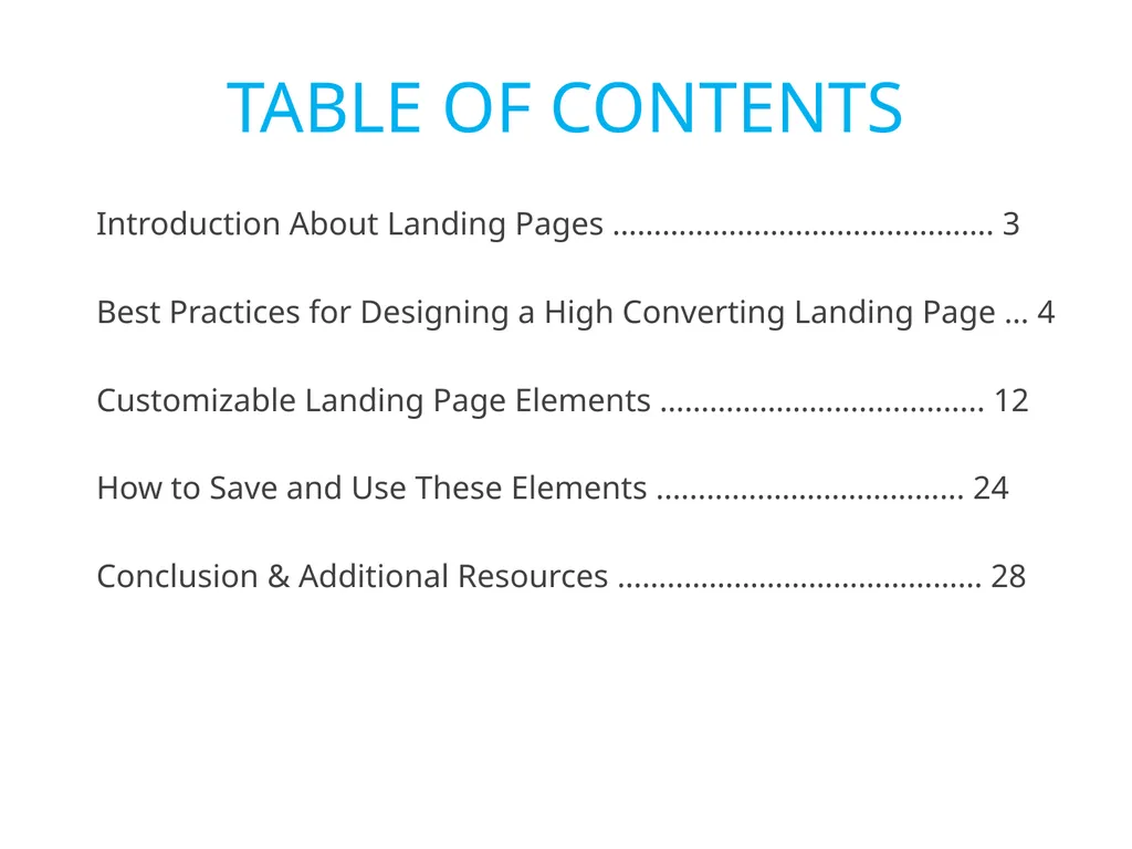 How to Create a High-Converting Landing Page TABLE - slide 2 of 30