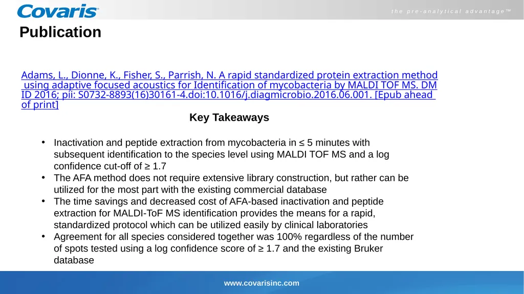 Covaris truXTRAC – MALDI TOF MS Peptide Extraction - slide 6 of 8