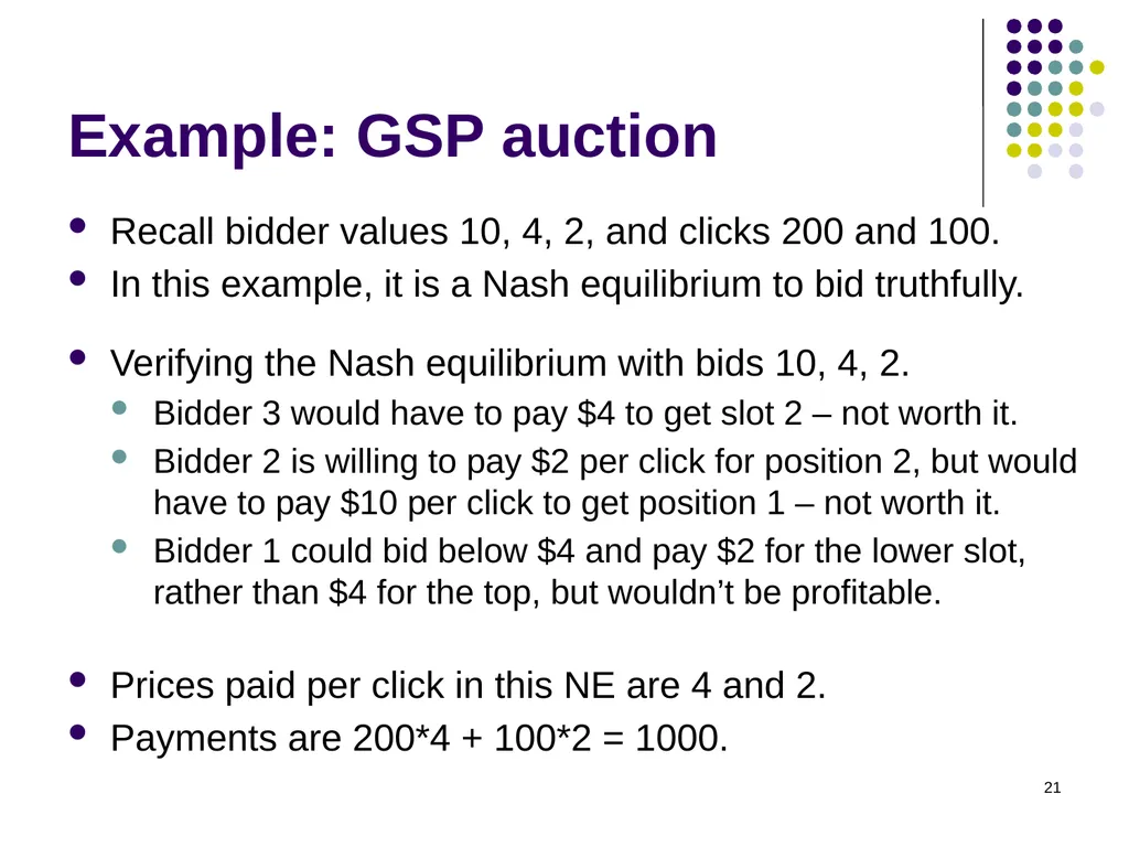 Sponsored Search Auctions 1 2 Traffic estimator - slide 21 of 36