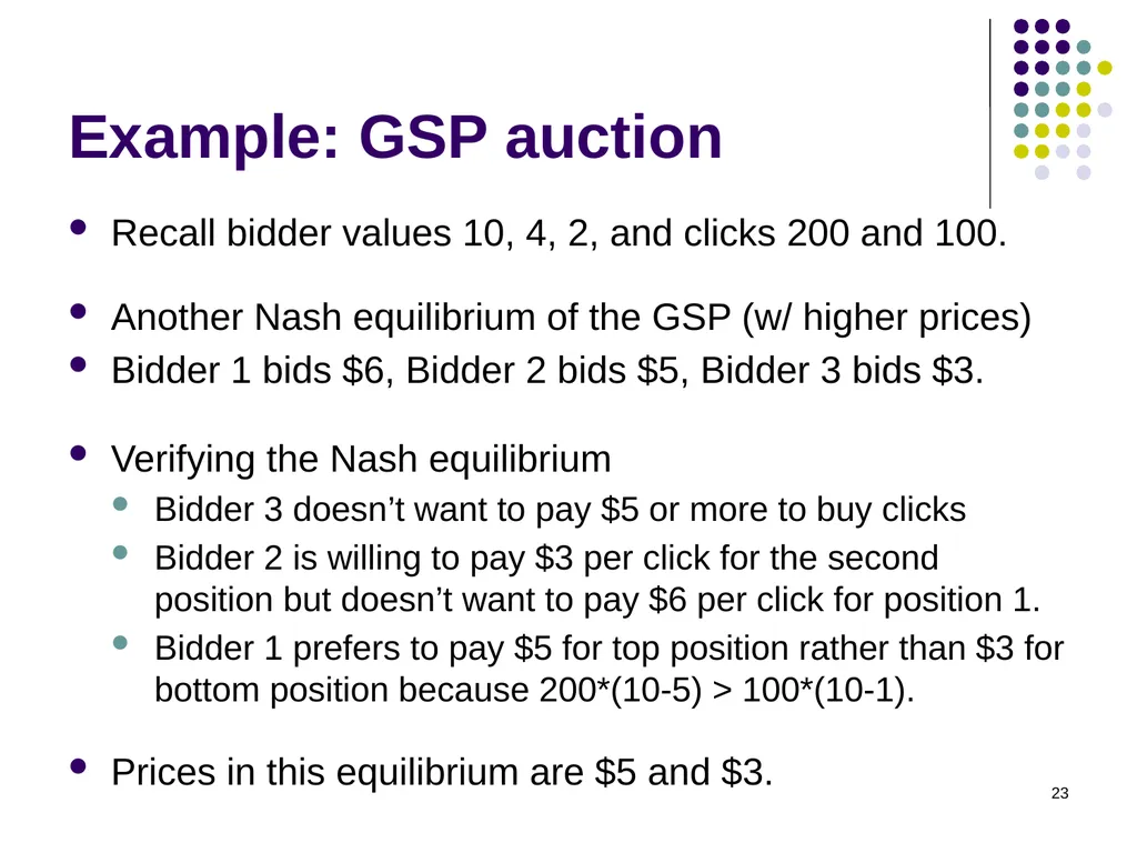 Sponsored Search Auctions 1 2 Traffic estimator - slide 23 of 36