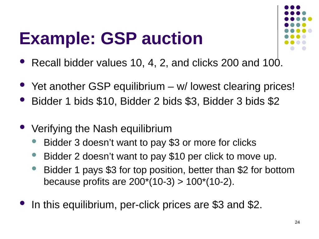 Sponsored Search Auctions 1 2 Traffic estimator - slide 24 of 36