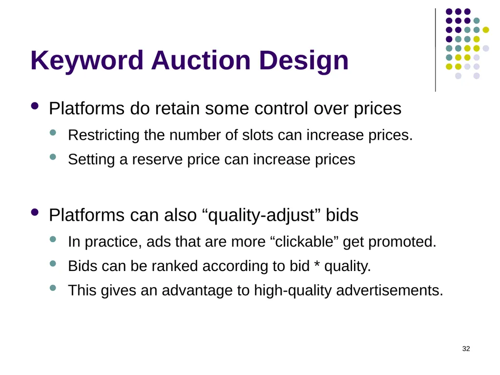 Sponsored Search Auctions 1 2 Traffic estimator - slide 32 of 36