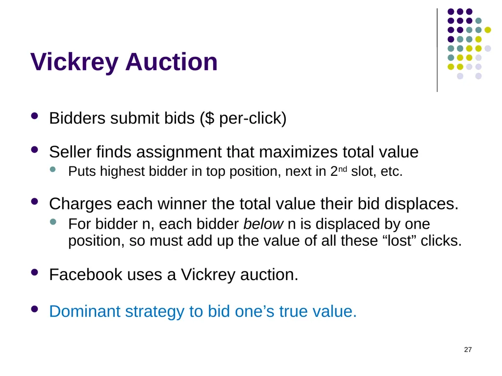 Sponsored Search Auctions 1 2 Traffic estimator - slide 27 of 36