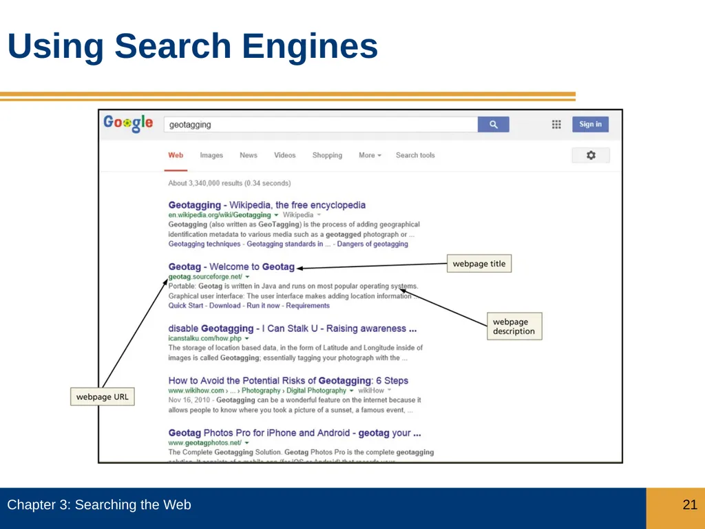 Objectives Describe how search engines work, and - slide 21 of 37