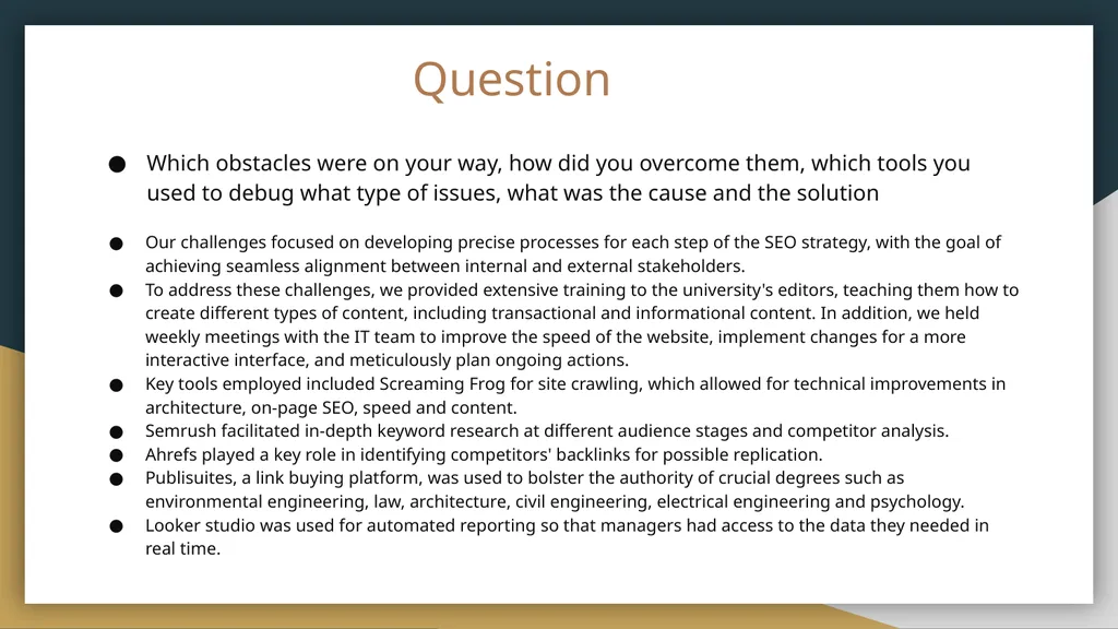 SEO Manager Position - Exercise - slide 9 of 10