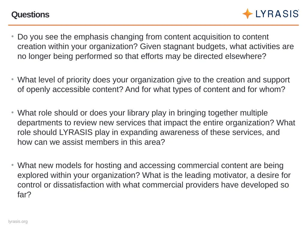 LYRASIS Leadership Forum 2016 Welcome wifi code: - slide 5 of 17