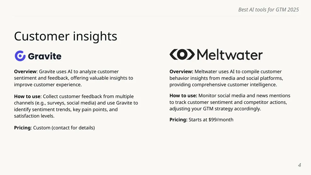 Best AI tools for GTM 2025 Name of course here - slide 4 of 8