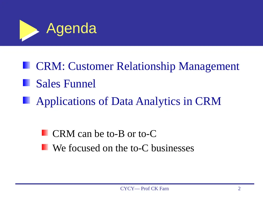 Business Data Analytics and CRM— Customer - slide 2 of 36