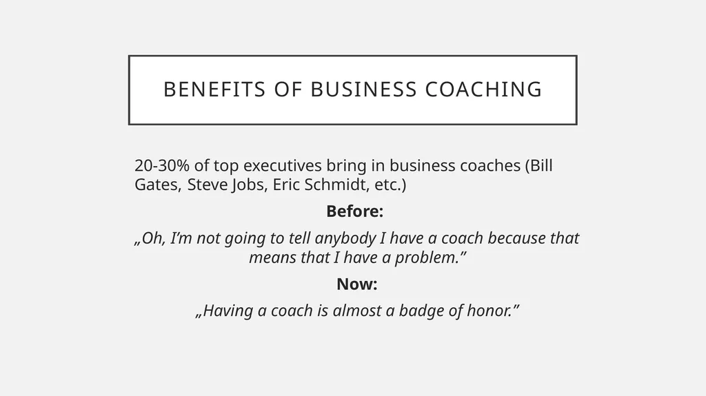 v What is business coaching? „[Business] coaching - slide 4 of 17
