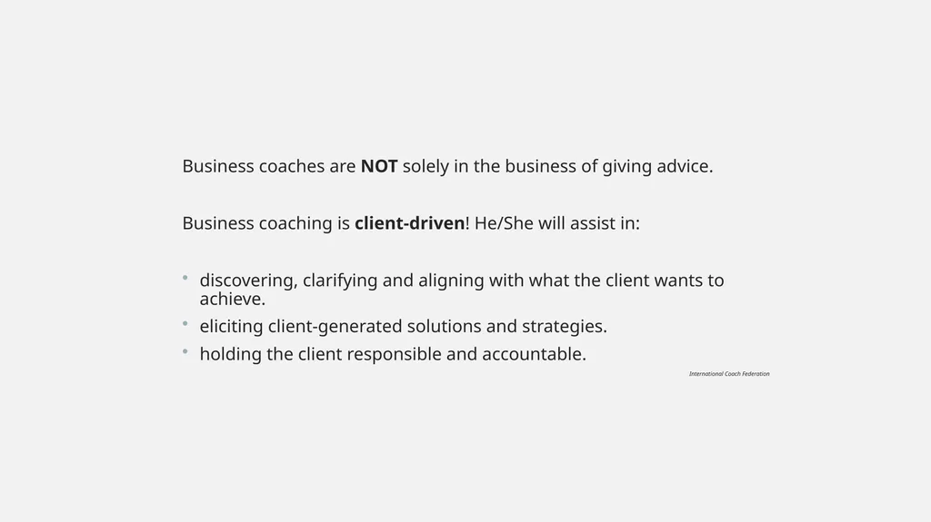 v What is business coaching? „[Business] coaching - slide 3 of 17