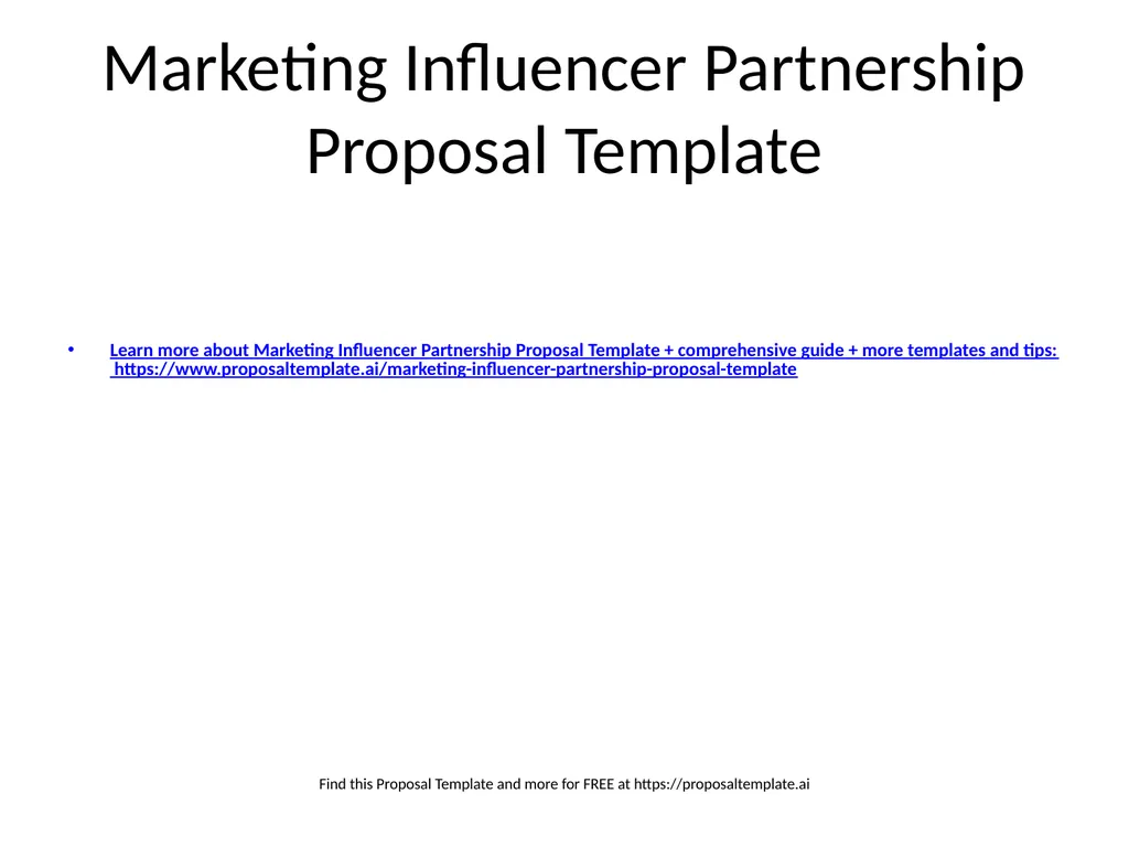 Marketing Influencer Partnership Proposal Template - slide 1 of 6