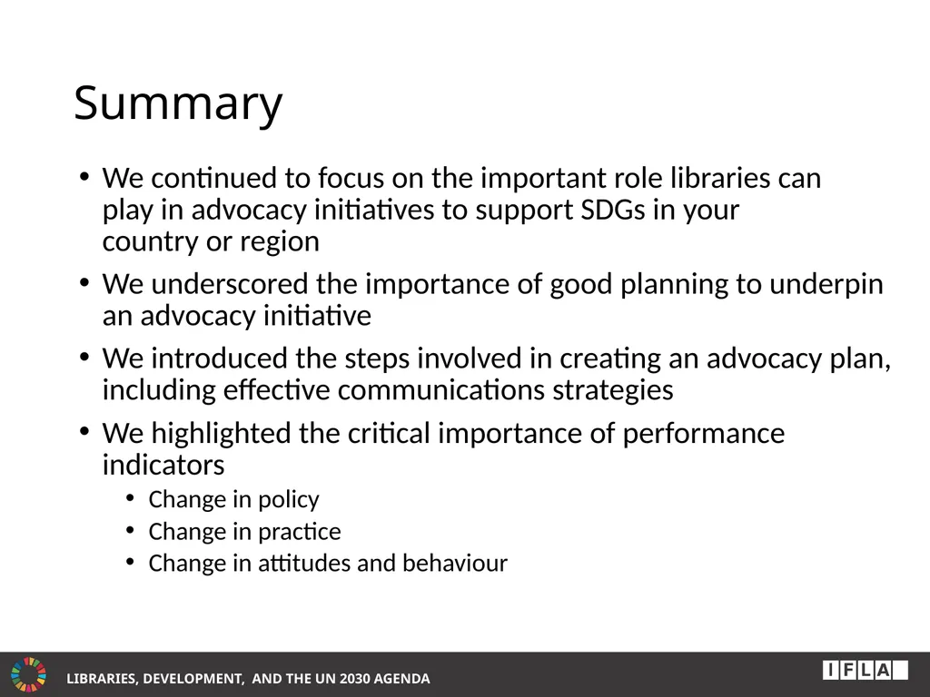 INTERNATIONAL ADVOCACY PROGRAMME LIBRARIES, - slide 47 of 49