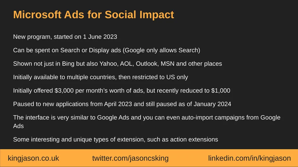 Google Ad Grants vs. Microsoft Ads for Social - slide 7 of 21