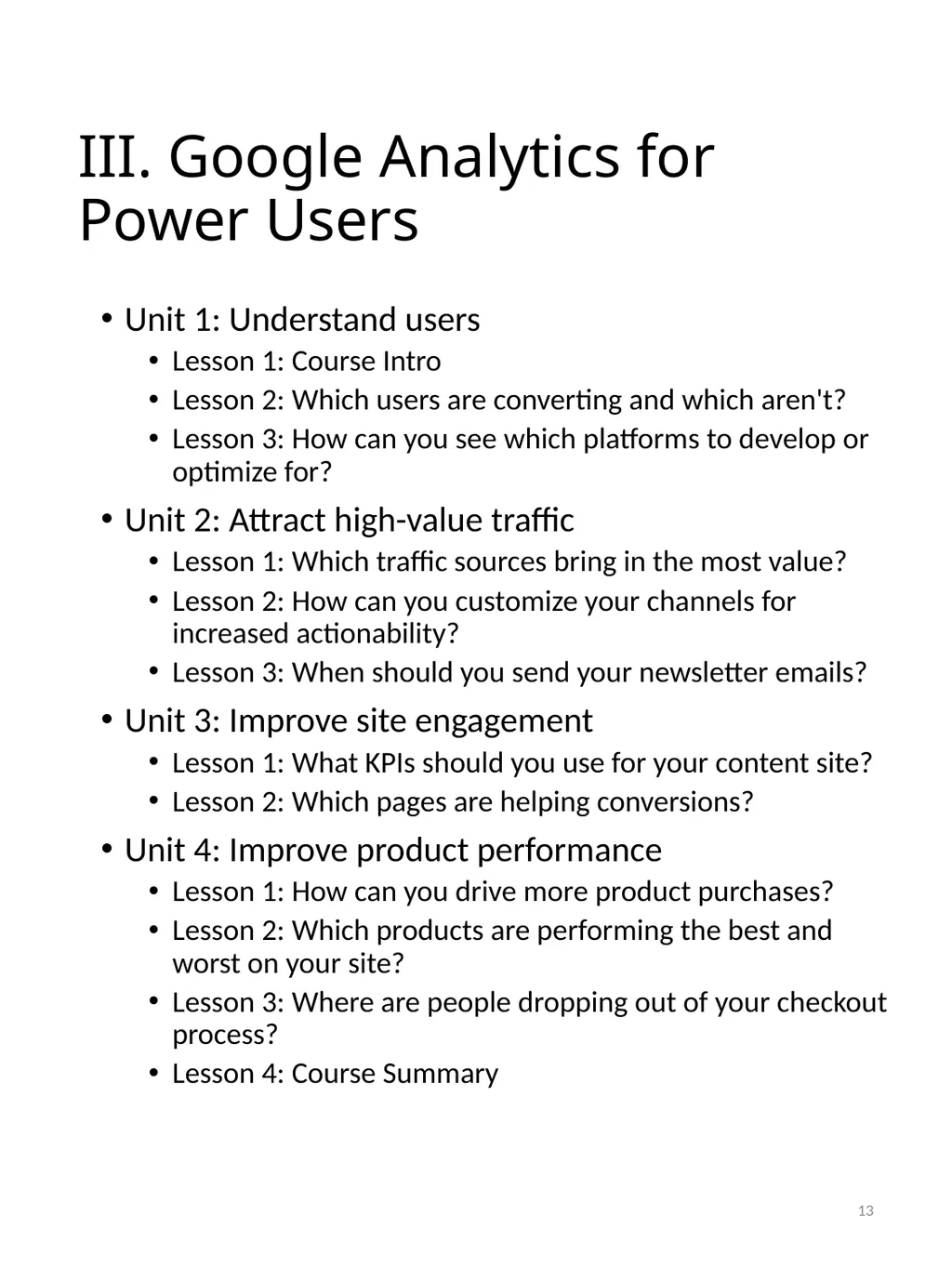 Syllabus The Internet Marketing – Google Analytic - slide 13 of 16