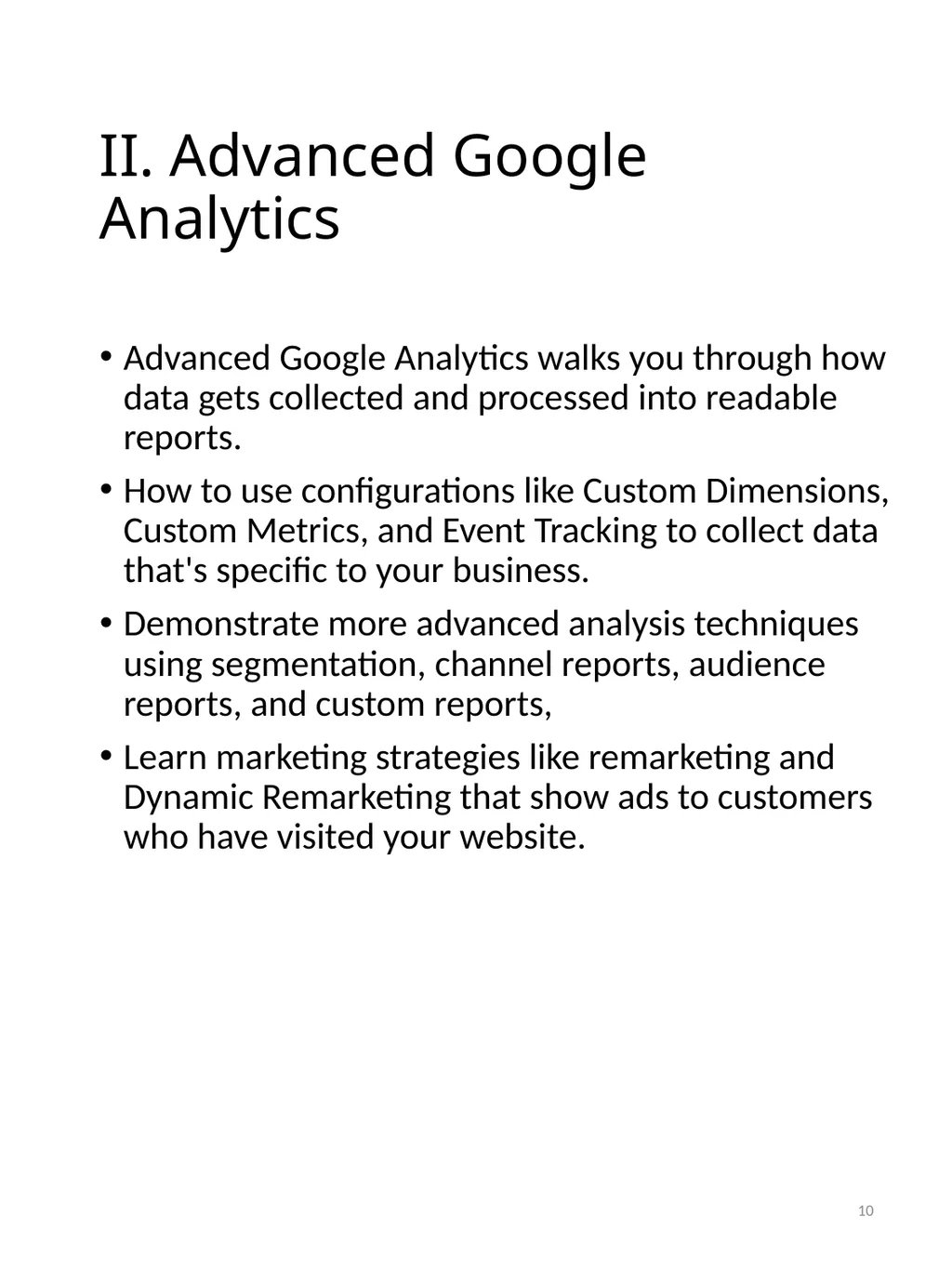Syllabus The Internet Marketing – Google Analytic - slide 10 of 16