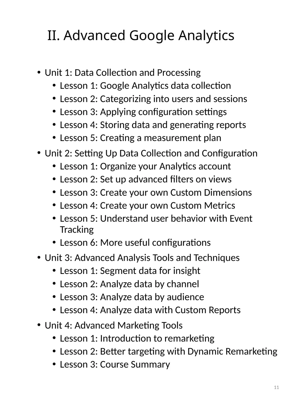 Syllabus The Internet Marketing – Google Analytic - slide 11 of 16