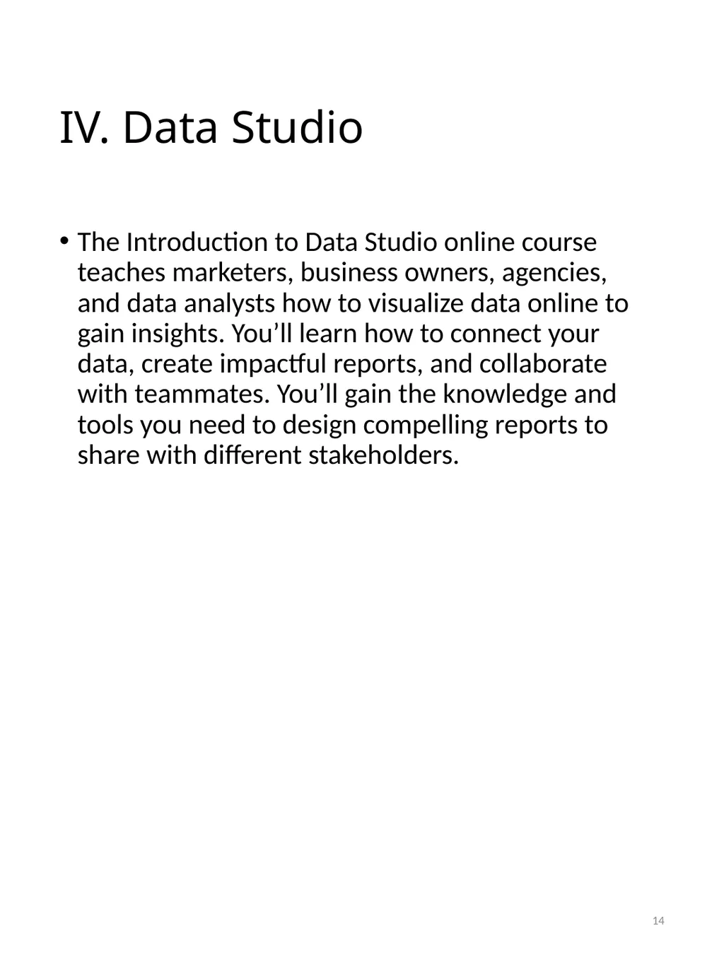 Syllabus The Internet Marketing – Google Analytic - slide 14 of 16