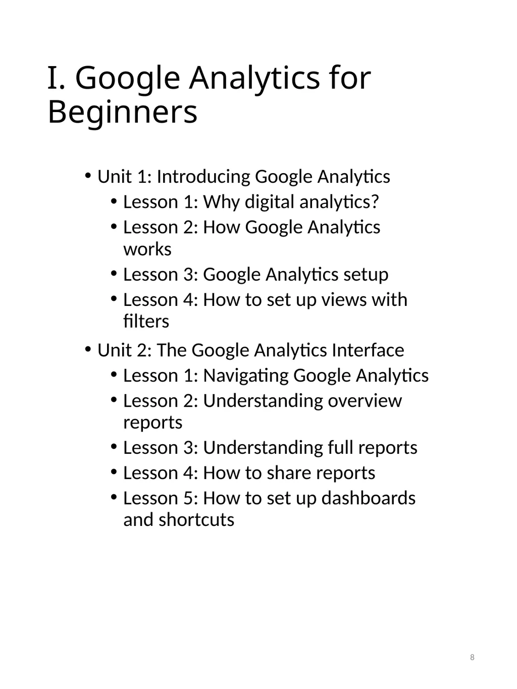 Syllabus The Internet Marketing – Google Analytic - slide 8 of 16