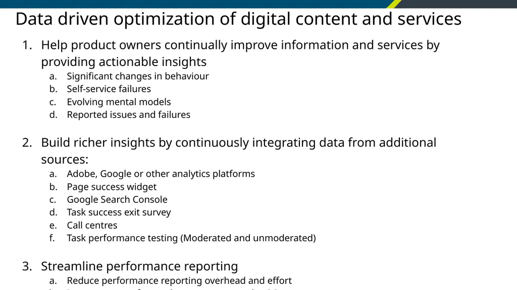 Using data to optimize performance Project - slide 4 of 11