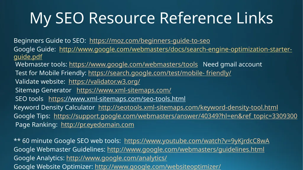 SEO Search Engine Optimization Notes and - slide 15 of 15