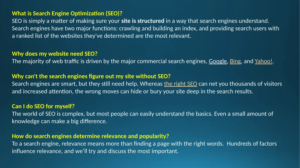 SEO Search Engine Optimization Notes and - slide 3 of 15