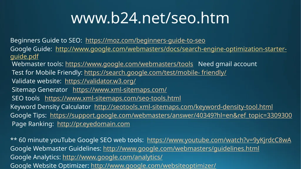 SEO Search Engine Optimization Notes and - slide 2 of 15