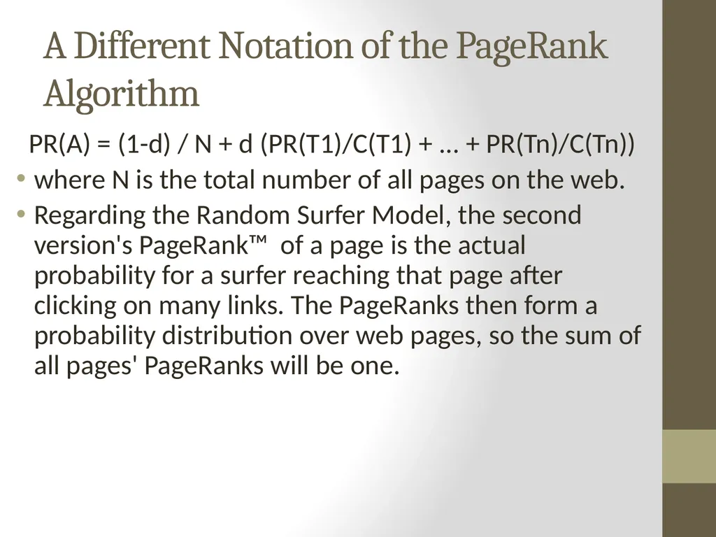 PageRank PAGE RANK (determines the importance of - slide 16 of 41