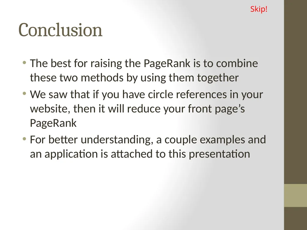PageRank PAGE RANK (determines the importance of - slide 39 of 41