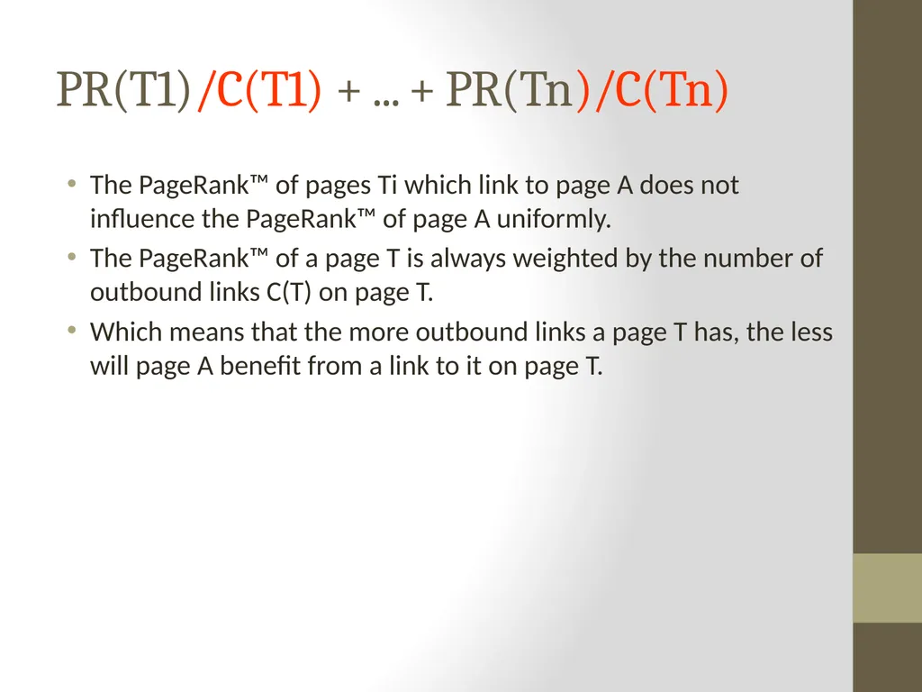 PageRank PAGE RANK (determines the importance of - slide 10 of 41