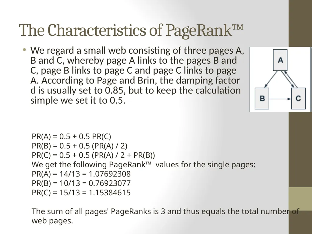 PageRank PAGE RANK (determines the importance of - slide 17 of 41