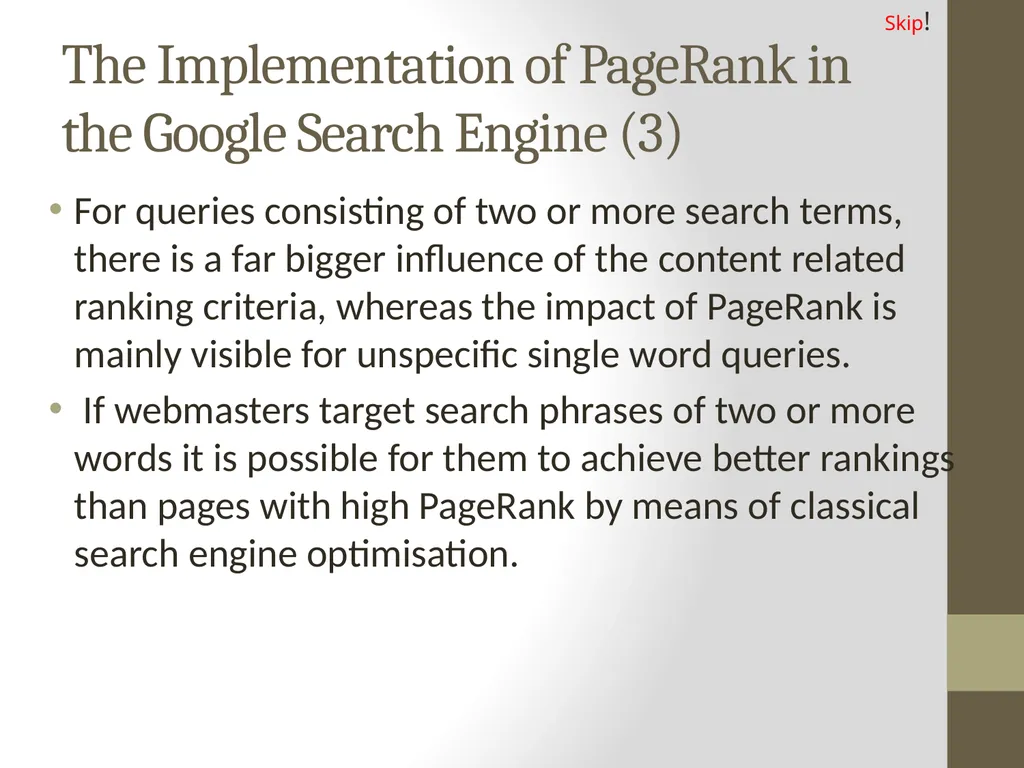 PageRank PAGE RANK (determines the importance of - slide 24 of 41