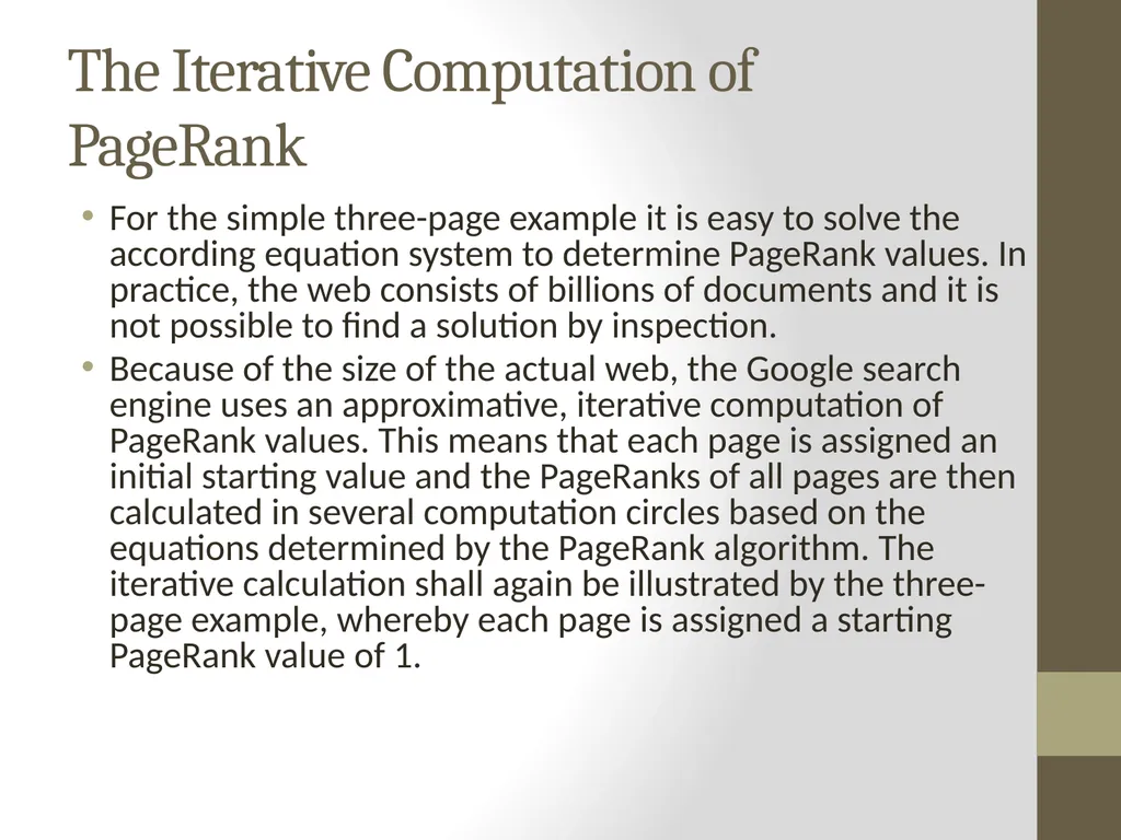 PageRank PAGE RANK (determines the importance of - slide 18 of 41