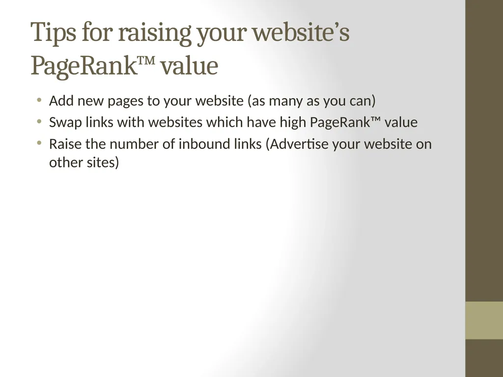 PageRank PAGE RANK (determines the importance of - slide 30 of 41