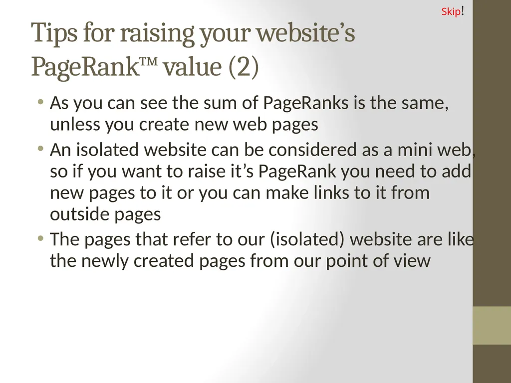 PageRank PAGE RANK (determines the importance of - slide 31 of 41