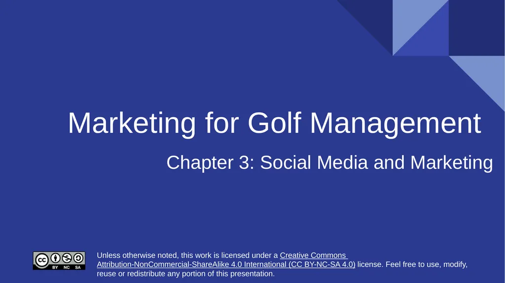 Marketing for Golf Management Chapter 3: Social