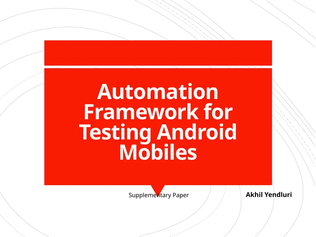 A Model Based Path Selection Testing on Mobile - slide 2 of 24