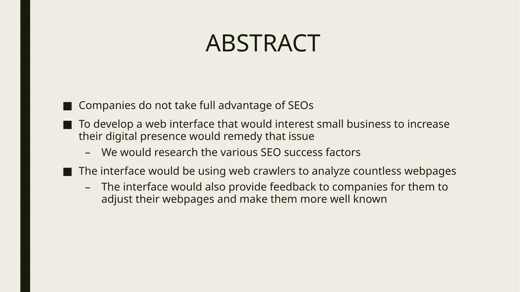 A WEB-INTERFACE TO IDENTIFY SEO SUCESS FACTORS FOR - slide 3 of 7