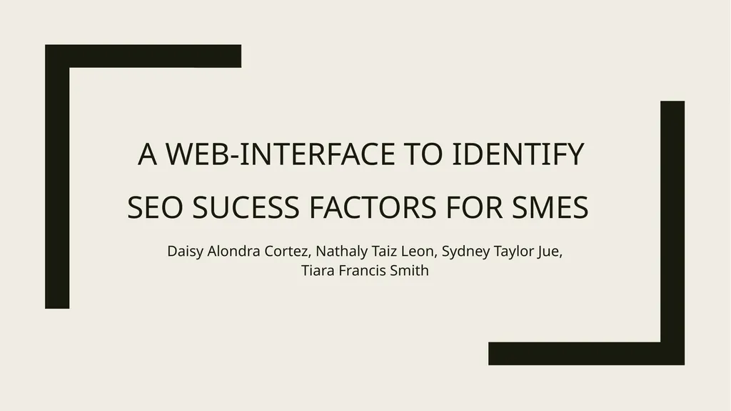 A WEB-INTERFACE TO IDENTIFY SEO SUCESS FACTORS FOR - slide 1 of 7