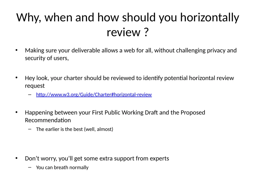 W3C horizontal review 101 [Virginie Galindo] - slide 4 of 24