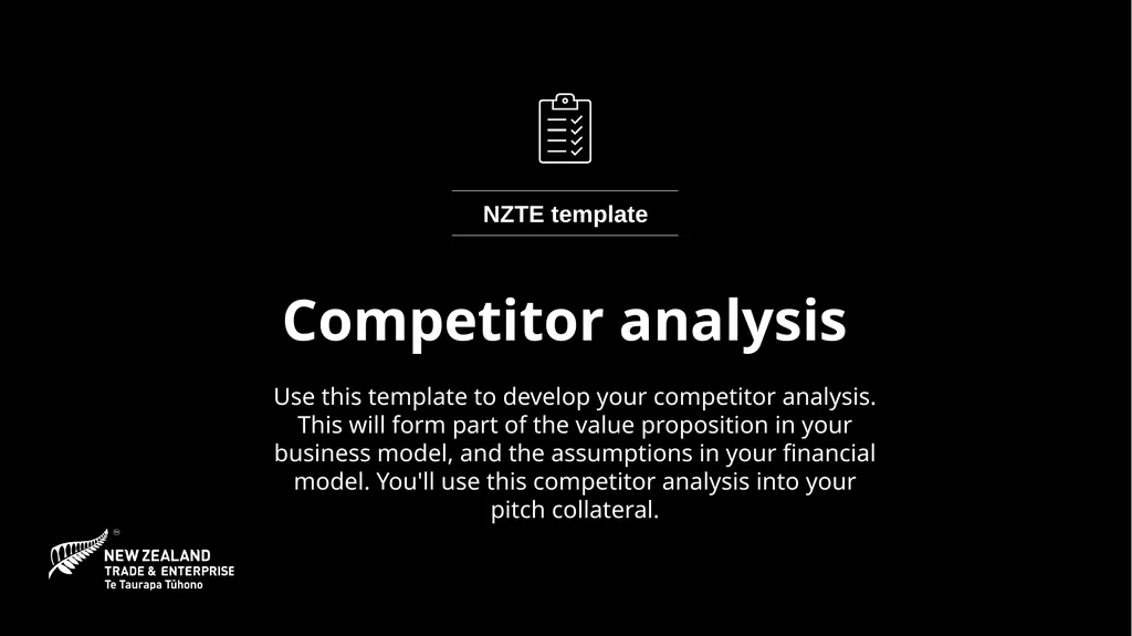 Competitor analysis NZTE template Use this - slide 1 of 5