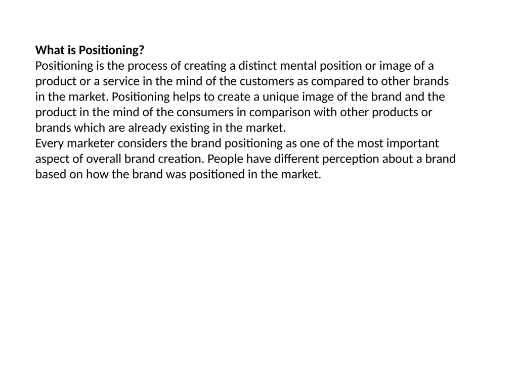 Positioning ,Importance,Types,Competitive - slide 2 of 12