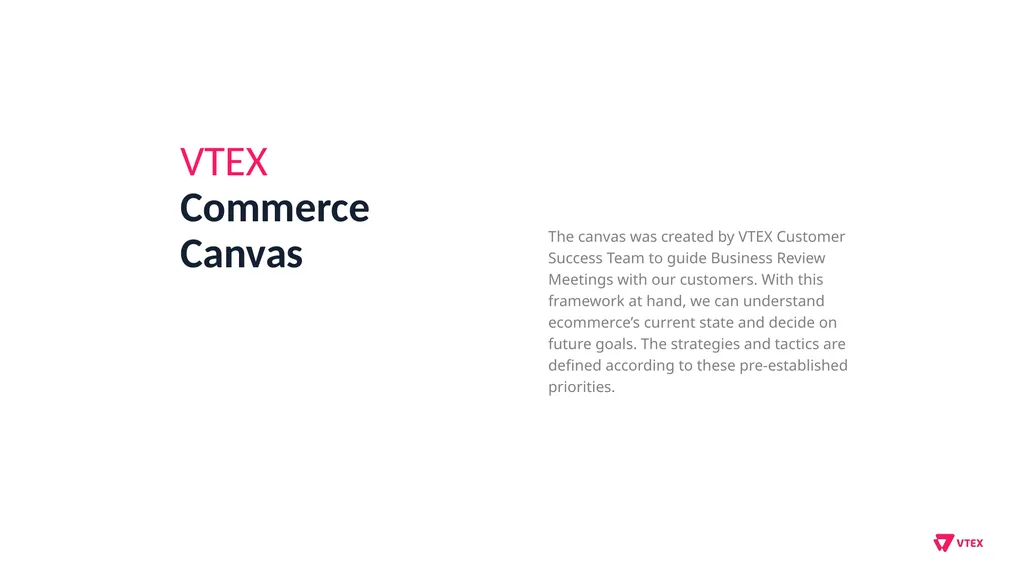 VTEX Commerce Canvas The canvas was created by - slide 1 of 9