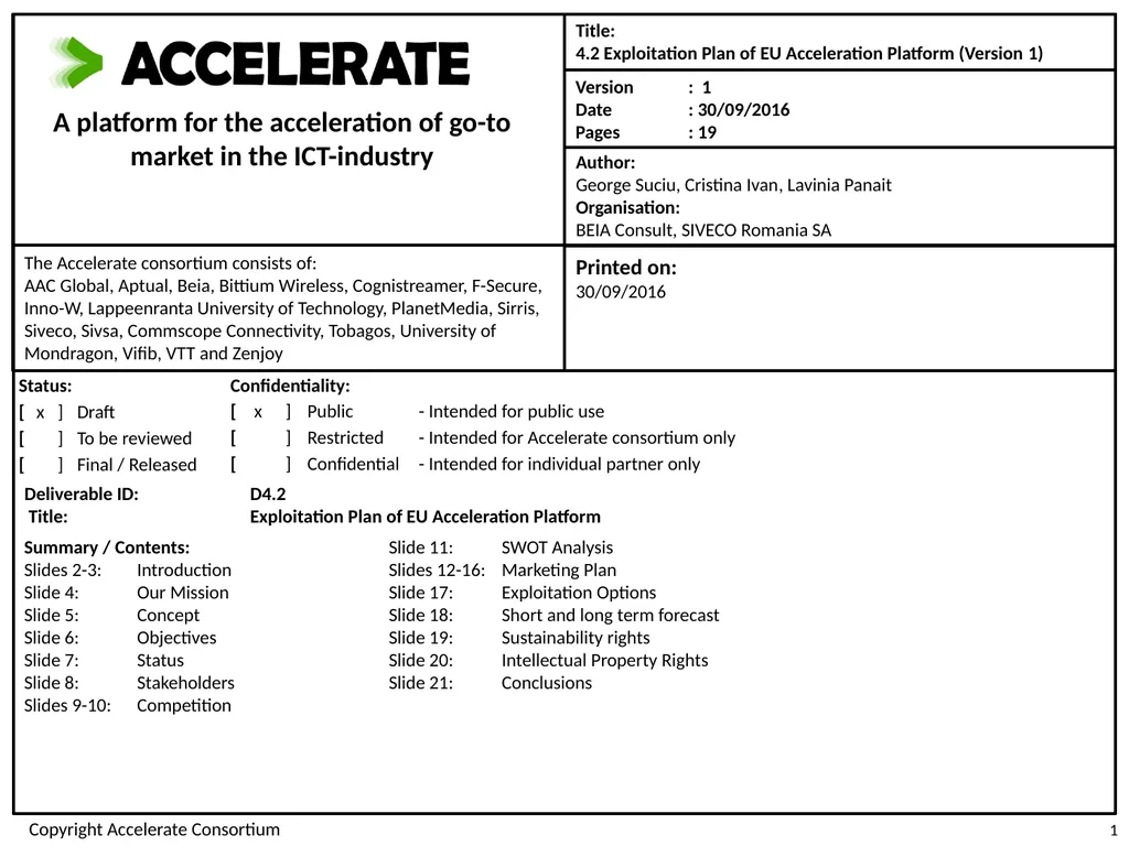 X A platform for the acceleration of go-to market - slide 1 of 21