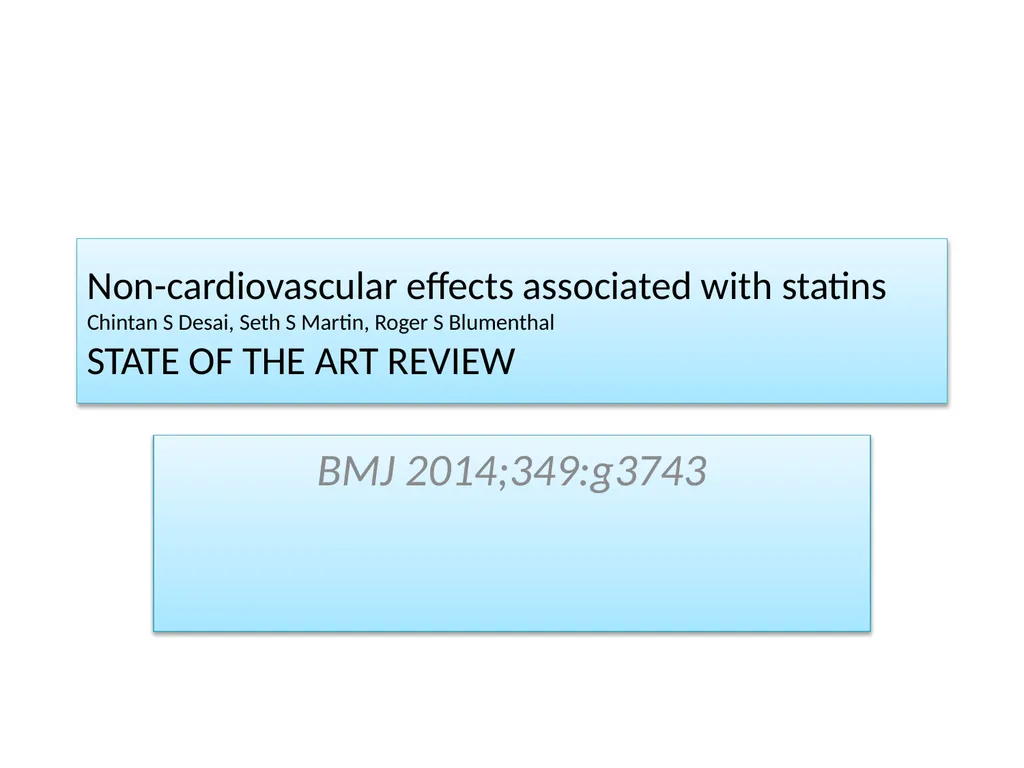 Non-cardiovascular effects associated with statins - slide 1 of 44