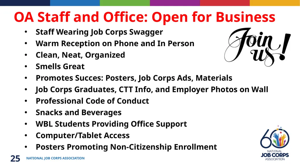 Job Corps Center Readiness Back to the Basics: - slide 25 of 33