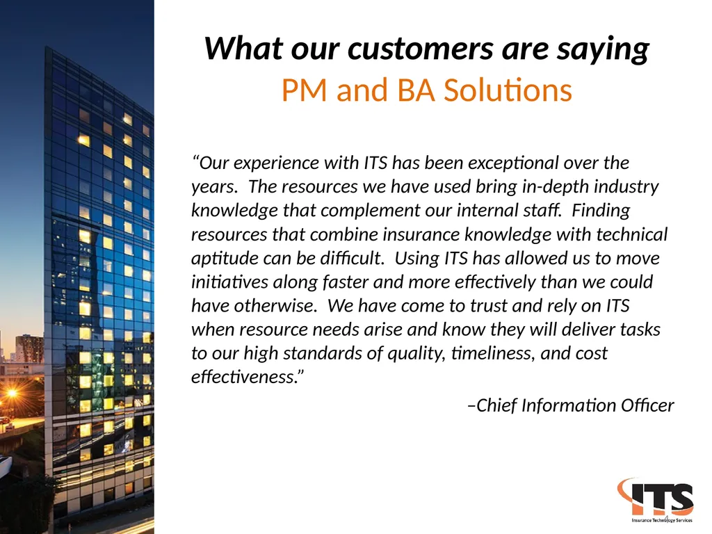 Insurance Technology Services Your Partner in - slide 4 of 16