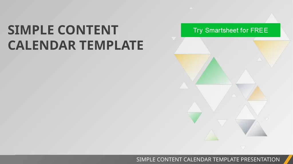 SIMPLE CONTENT CALENDAR TEMPLATE SIMPLE CONTENT - slide 1 of 3